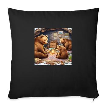 Bear-y Cozy Vibes Design: Family Nest Makeover For - Throw Pillow Cover 17.5” x 17.5” - black - Front