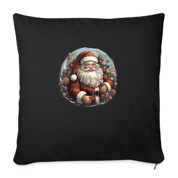 a jolly Santa Claus - Throw Pillow Cover 17.5” x 17.5” - black - Front