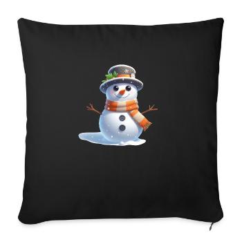 Snowman 3D - Throw Pillow Cover 17.5” x 17.5” - black - Front
