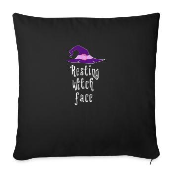 Halloween Witch - Throw Pillow Cover 17.5” x 17.5” - black - Front