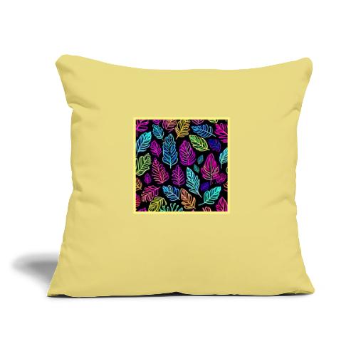 Luminous Foliage Tapestry: Neon Leaves Symphony - Throw Pillow Cover 17.5” x 17.5”