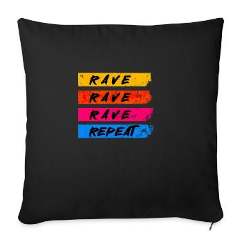 Rave, Rave, Rave, Repeat - Vintage - Throw Pillow Cover 17.5” x 17.5” - black - Front