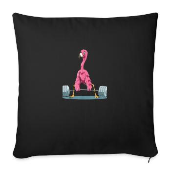 Weightlifting Flamingo Deadlifting - Throw Pillow Cover 17.5” x 17.5” - black - Front