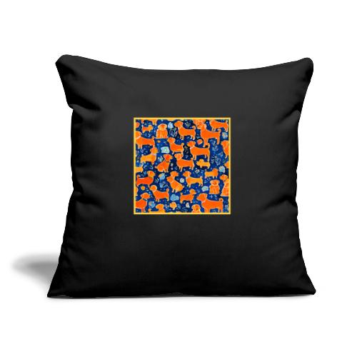 Charming Orange Dog Pattern Art - Throw Pillow Cover 17.5” x 17.5”