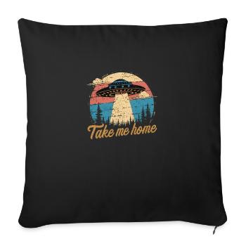 Vintage UFO - Throw Pillow Cover 17.5” x 17.5” - black - Front