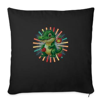 Alligator Apple Cute - Throw Pillow Cover 17.5” x 17.5” - black - Front