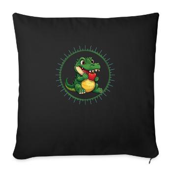 Alligator Apple Cute - Throw Pillow Cover 17.5” x 17.5” - black - Front