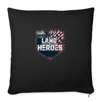 Land of Heroes: Saluting Bravery - Throw Pillow Cover 17.5” x 17.5” - black - Front