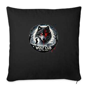 Wolf Cub on the Way Announcement - Throw Pillow Cover 17.5” x 17.5” - black - Front