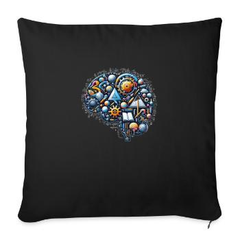 Mathematics and Mind - Throw Pillow Cover 17.5” x 17.5” - black - Front