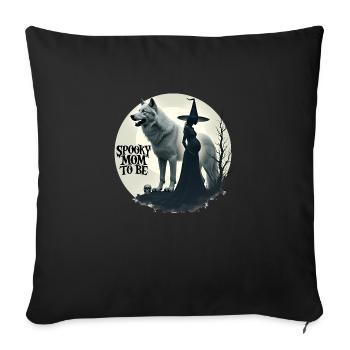 Spooky Mom To Be Baby Announcement - Throw Pillow Cover 17.5” x 17.5” - black - Front