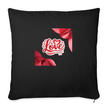 Love Valentine's Day - Romantic Hearts Design" - Throw Pillow Cover 17.5” x 17.5” - black - Front