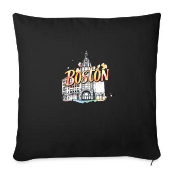 Boston USA gift - Throw Pillow Cover 17.5” x 17.5” - black - Front