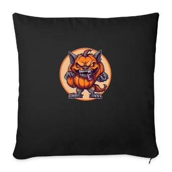 Halloween Werewolf Pumpkin - Throw Pillow Cover 17.5” x 17.5” - black - Front