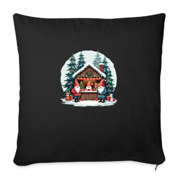 Christmas Gnomes - Throw Pillow Cover 17.5” x 17.5” - black - Front