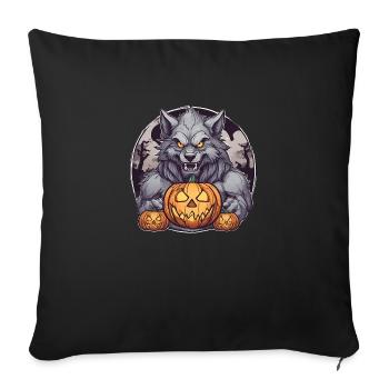 Halloween Werewolf Pumpkin - Throw Pillow Cover 17.5” x 17.5” - black - Front
