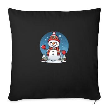 Christmas xmas snowman - Throw Pillow Cover 17.5” x 17.5” - black - Front