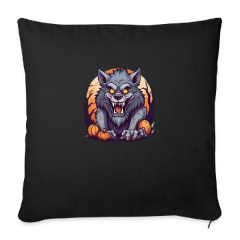 Halloween Werewolf Pumpkin - Throw Pillow Cover 17.5” x 17.5” - black - Front