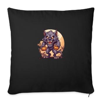 Halloween Werewolf Pumpkin - Throw Pillow Cover 17.5” x 17.5” - black - Front