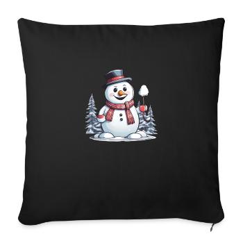 Christmas xmas snowman - Throw Pillow Cover 17.5” x 17.5” - black - Front
