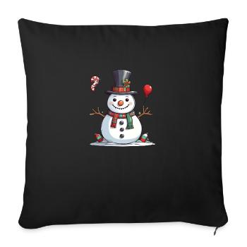 Christmas xmas snowman - Throw Pillow Cover 17.5” x 17.5” - black - Front