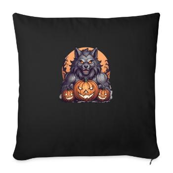 Halloween Werewolf Pumpkin - Throw Pillow Cover 17.5” x 17.5” - black - Front