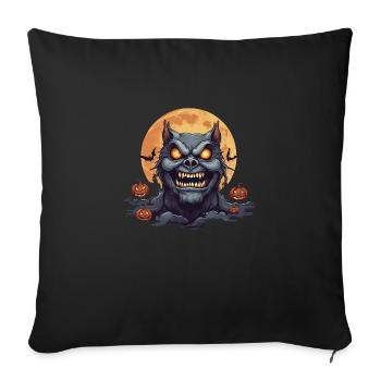 Halloween Werewolf Pumpkin - Throw Pillow Cover 17.5” x 17.5” - black - Front