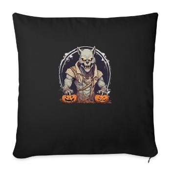 Halloween Werewolf Pumpkin - Throw Pillow Cover 17.5” x 17.5” - black - Front
