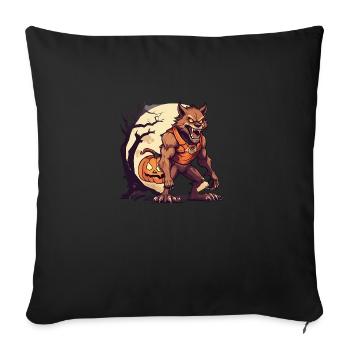 Halloween Werewolf Pumpkin - Throw Pillow Cover 17.5” x 17.5” - black - Front