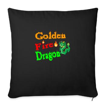 Golden Fire Dragon - Throw Pillow Cover 17.5” x 17.5” - black - Front