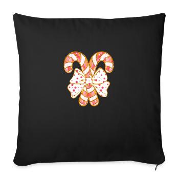 Candy Cane Christmas, Merry Christmas - Throw Pillow Cover 17.5” x 17.5” - black - Front