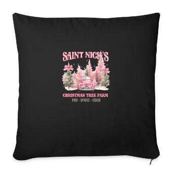 Saint Nicks Christmas, Merry Christmas - Throw Pillow Cover 17.5” x 17.5” - black - Front