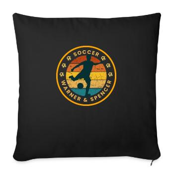 Vintage Soccer Player Retro Sunset Design - Throw Pillow Cover 17.5” x 17.5” - black - Front