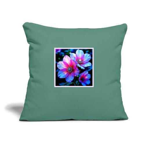 Neon Bloom Flower Magic Glow Design - Throw Pillow Cover 17.5” x 17.5”