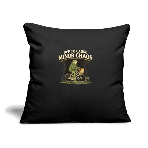 Minor Chaos Vintage Frog and Cat on Bicycle - Throw Pillow Cover 17.5” x 17.5”