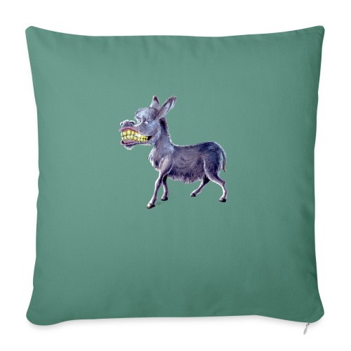Funny Keep Smiling Donkey - Throw Pillow Cover 17.5” x 17.5”
