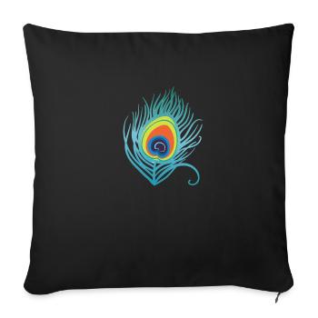 Peacock Feather PNG - Throw Pillow Cover 17.5” x 17.5” - black - Front