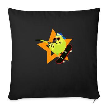 Skate Birding - Throw Pillow Cover 17.5” x 17.5” - black - Front