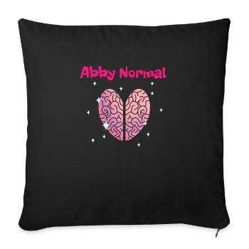 Abby Normal Brain Heart - Throw Pillow Cover 17.5” x 17.5” - black - Front