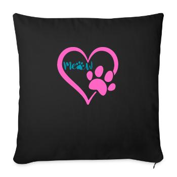 Paw Print - Throw Pillow Cover 17.5” x 17.5” - black - Front