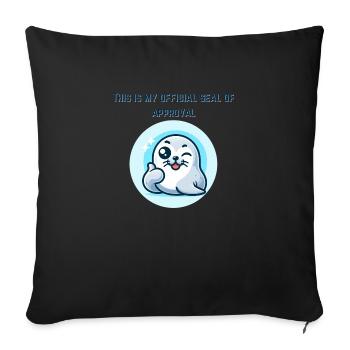 Winking Seal of Approval Sticker - Throw Pillow Cover 17.5” x 17.5” - black - Front
