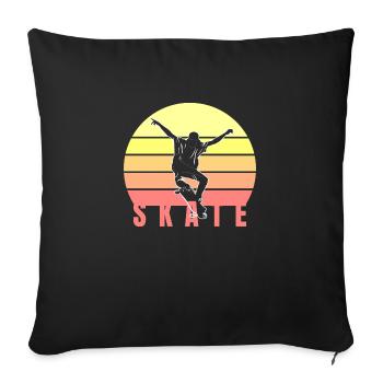 Skate - Throw Pillow Cover 17.5” x 17.5” - black - Front