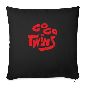 Go Go Twins Baseball - Throw Pillow Cover 17.5” x 17.5” - black - Front
