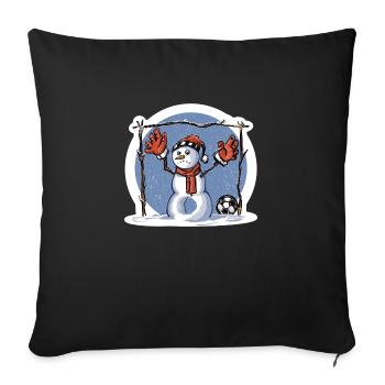 Snowman Keeper Soccer - Throw Pillow Cover 17.5” x 17.5” - black - Front