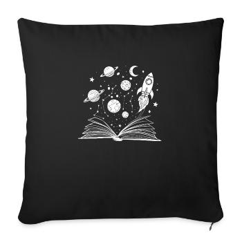 Cosmic Imagination Open Book - Throw Pillow Cover 17.5” x 17.5” - black - Front