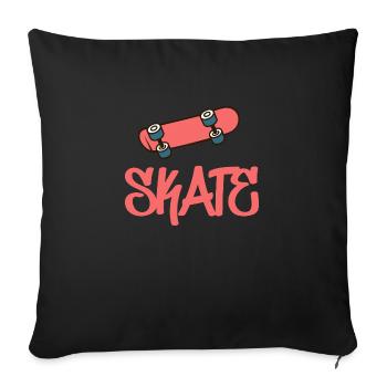 Skate Skateboard - Throw Pillow Cover 17.5” x 17.5” - black - Front