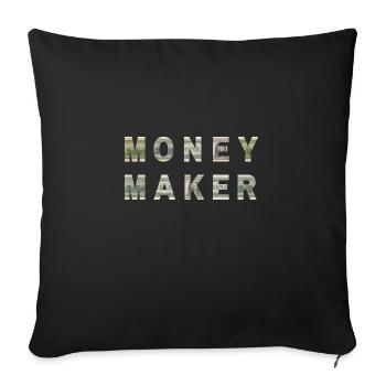 Money Maker Dollar Bill Texture Motivation - Throw Pillow Cover 17.5” x 17.5” - black - Front
