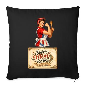 Pinup Mom Recipe: Retro Kitchen - Throw Pillow Cover 17.5” x 17.5” - black - Front