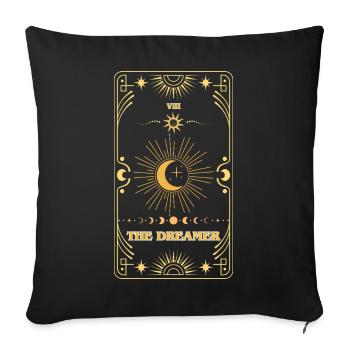 The Dreamer Celestial Tarot Card Gold Art - Throw Pillow Cover 17.5” x 17.5” - black - Front