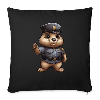 Groundhog policeman - Throw Pillow Cover 17.5” x 17.5” - black - Front